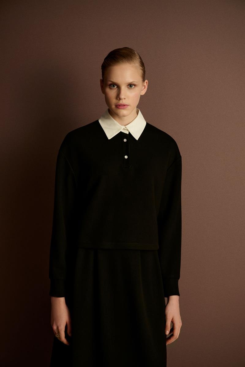 AZURE GARNİ DETAYLI ÖRME TAKIM SİYAH