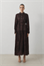 BADE DESENLİ LYOCELL UZUN KOLLU ELBİSE KAHVE