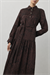 BADE DESENLİ LYOCELL UZUN KOLLU ELBİSE KAHVE