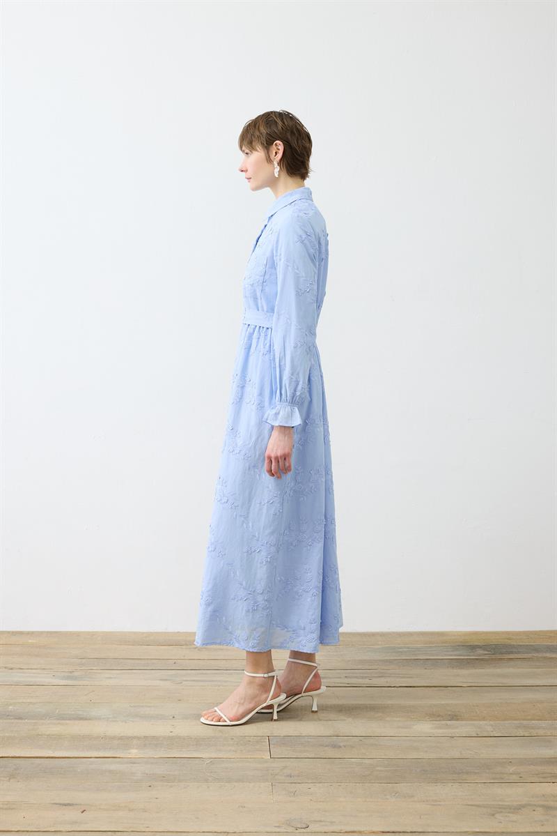 BELLA EMBROIDERED DRESS WITH APPLIQUE DETAILS BABY BLUE