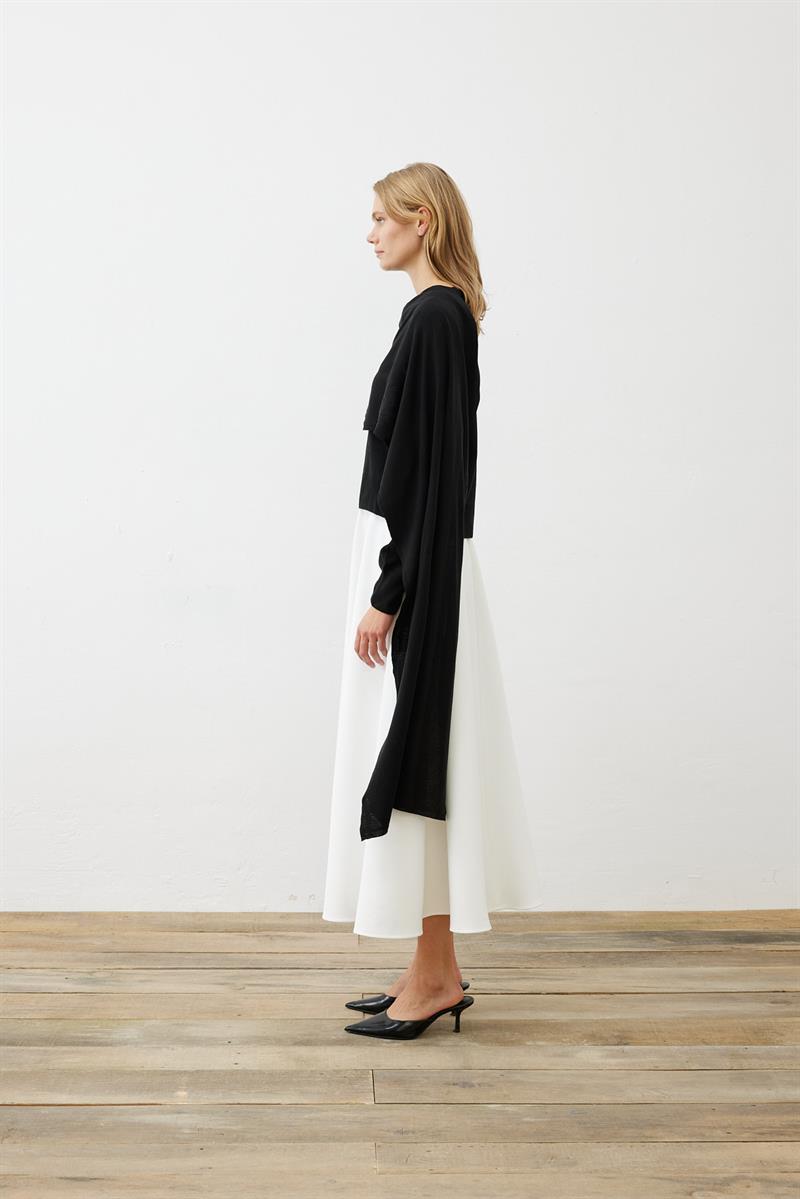 BELLA ŞAL DETAYLI TRİKO KAZAK SİYAH