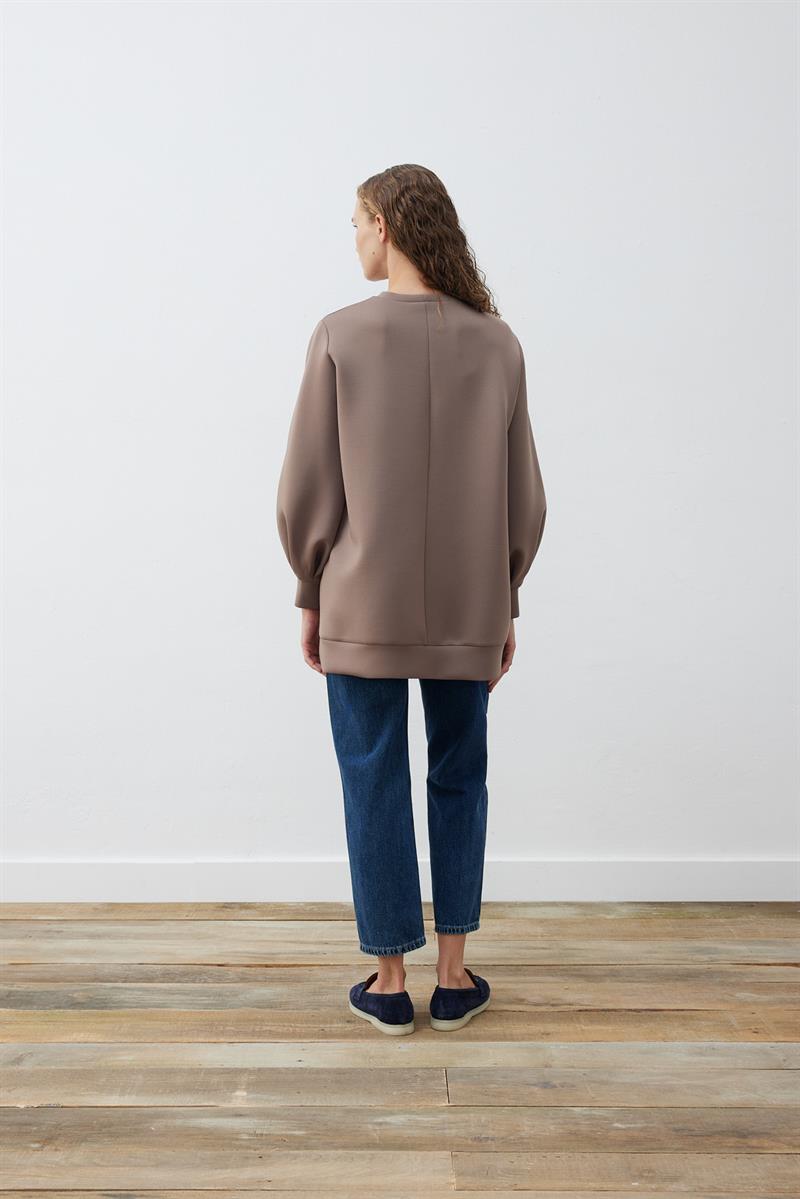 CAROL SCUBA PUFF TUNIC ETOUPE