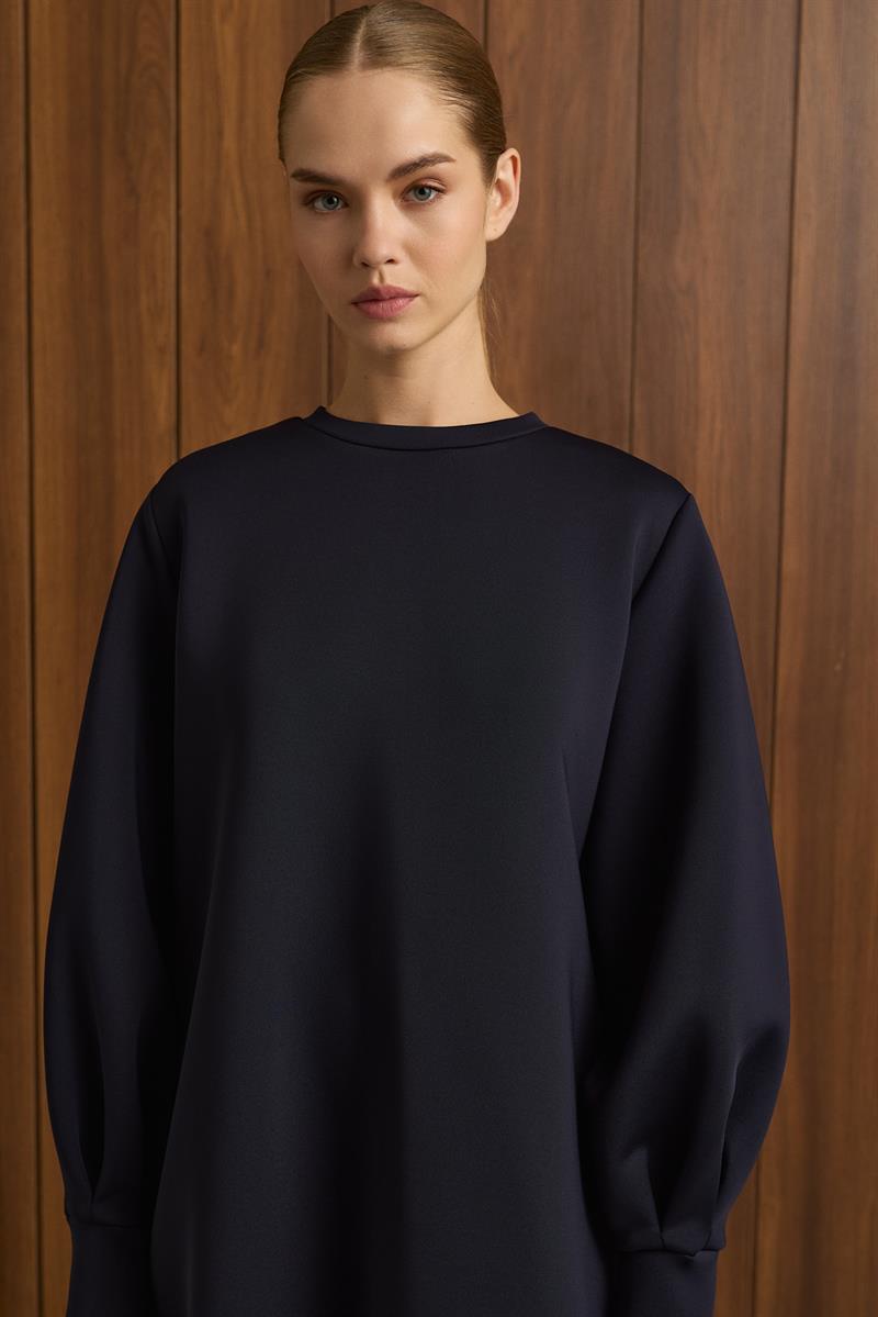 CAROL SCUBA PUFF TUNIC NAVY BLUE