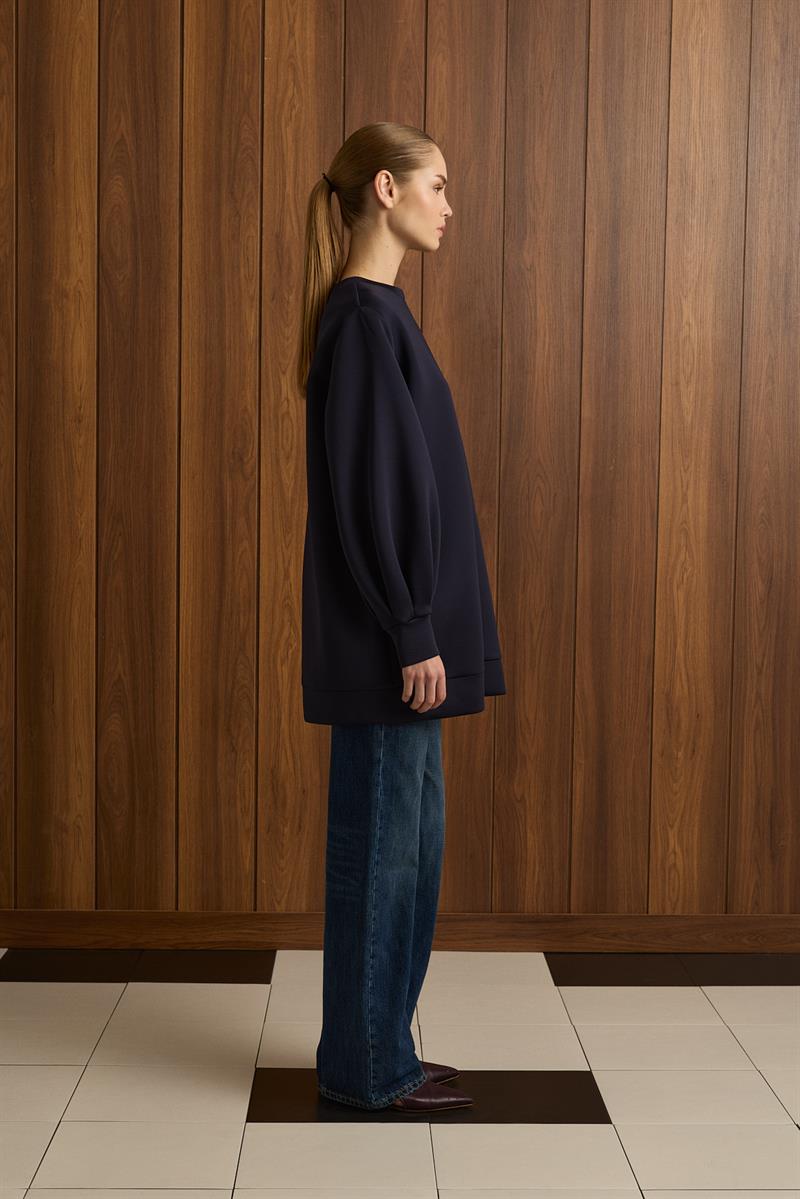 CAROL SCUBA PUFF TUNIC NAVY BLUE