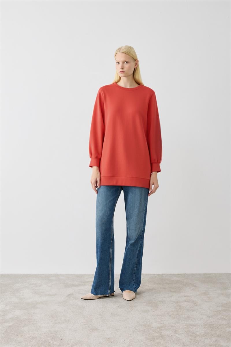 CAROL SCUBA PUF TUNİK NAR ÇİÇEĞİ