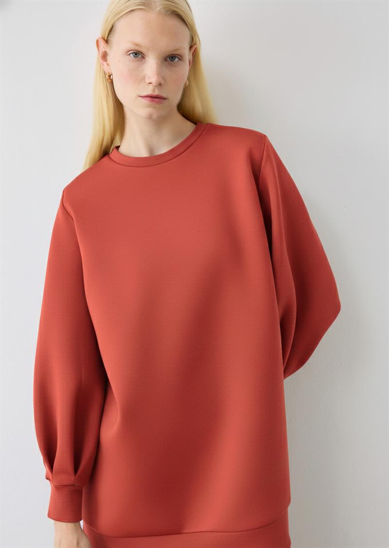 CAROL SCUBA PUF TUNİK NAR ÇİÇEĞİ