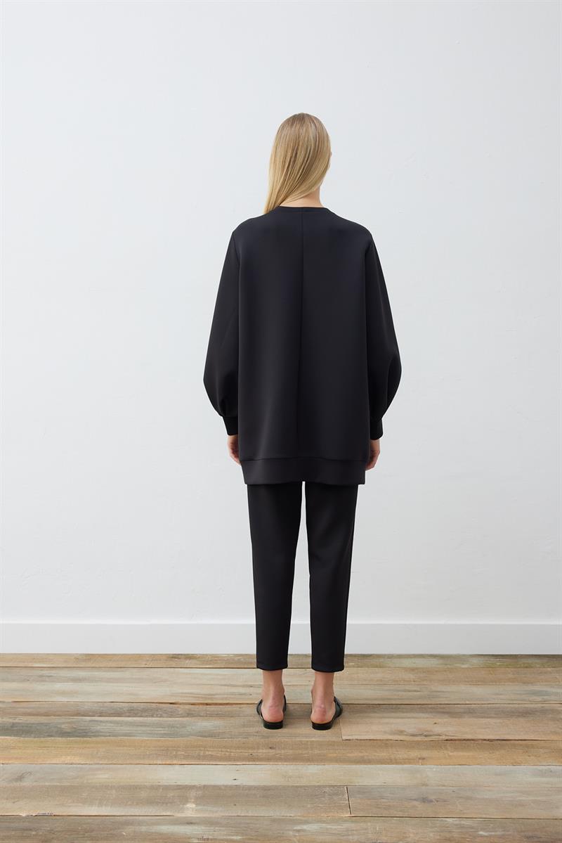CAROL SCUBA PUFF TUNIC BLACK