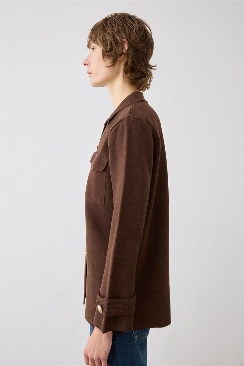 CELİNE ÇELİK ÖRME  TRİKO HIRKA KAHVE