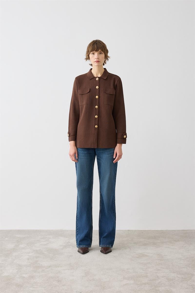 CELİNE ÇELİK ÖRME  TRİKO HIRKA KAHVE