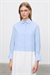COLOR %100 LINEN CROPPED SHIRT BABY BLUE