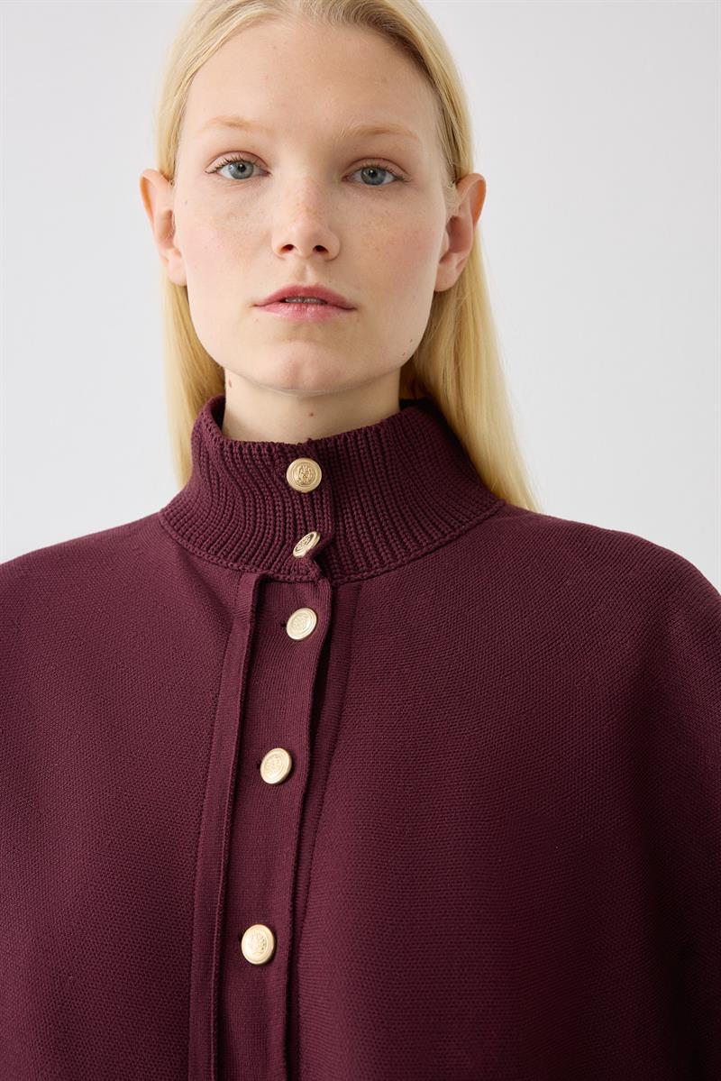 DAPHNE ÇELİK ÖRME TRİKO PELERİN KAP BORDO