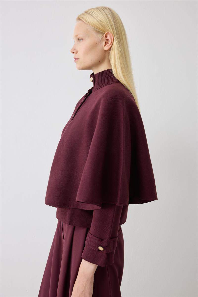 DAPHNE ÇELİK ÖRME TRİKO PELERİN KAP BORDO