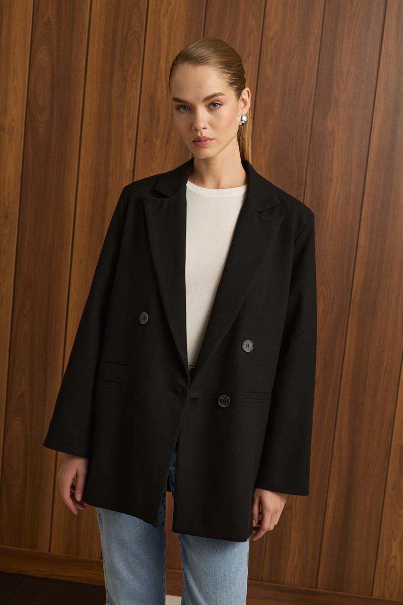 DAPHNE DOKULU BLAZER CEKET SİYAH
