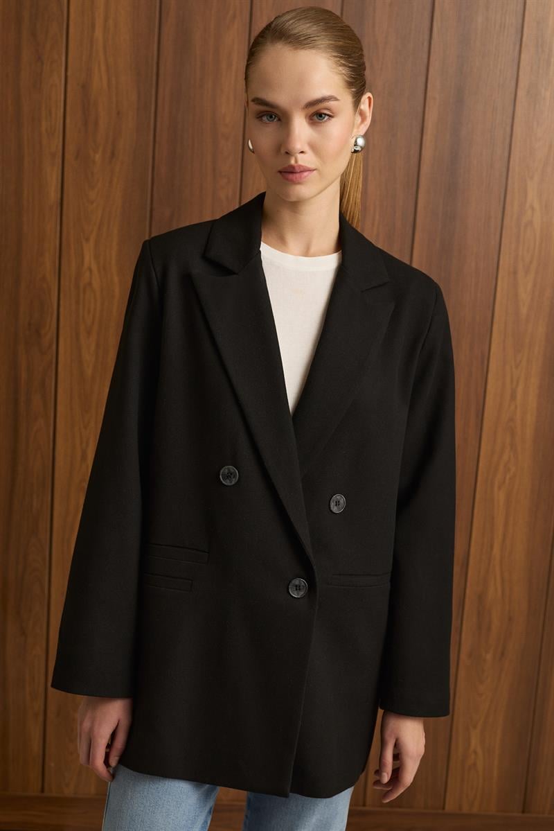 DAPHNE DOKULU BLAZER CEKET SİYAH