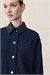 DERA VELVET COLLAR RAYON DENIM SET NAVY BLUE