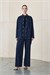 DERA VELVET COLLAR RAYON DENIM SET NAVY BLUE