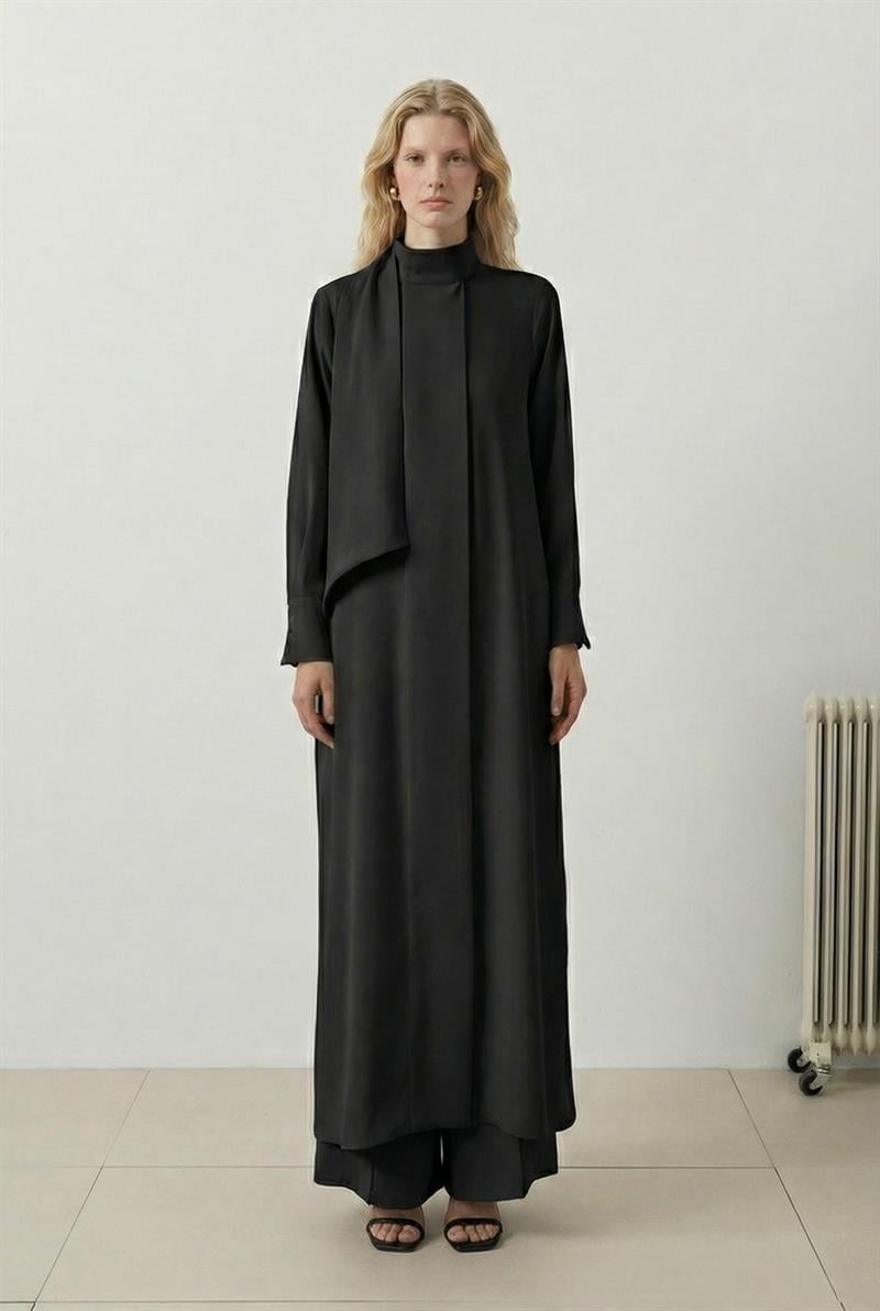 DİANA ŞAL DETAY KAP- PANTOLON TAKIM SİYAH