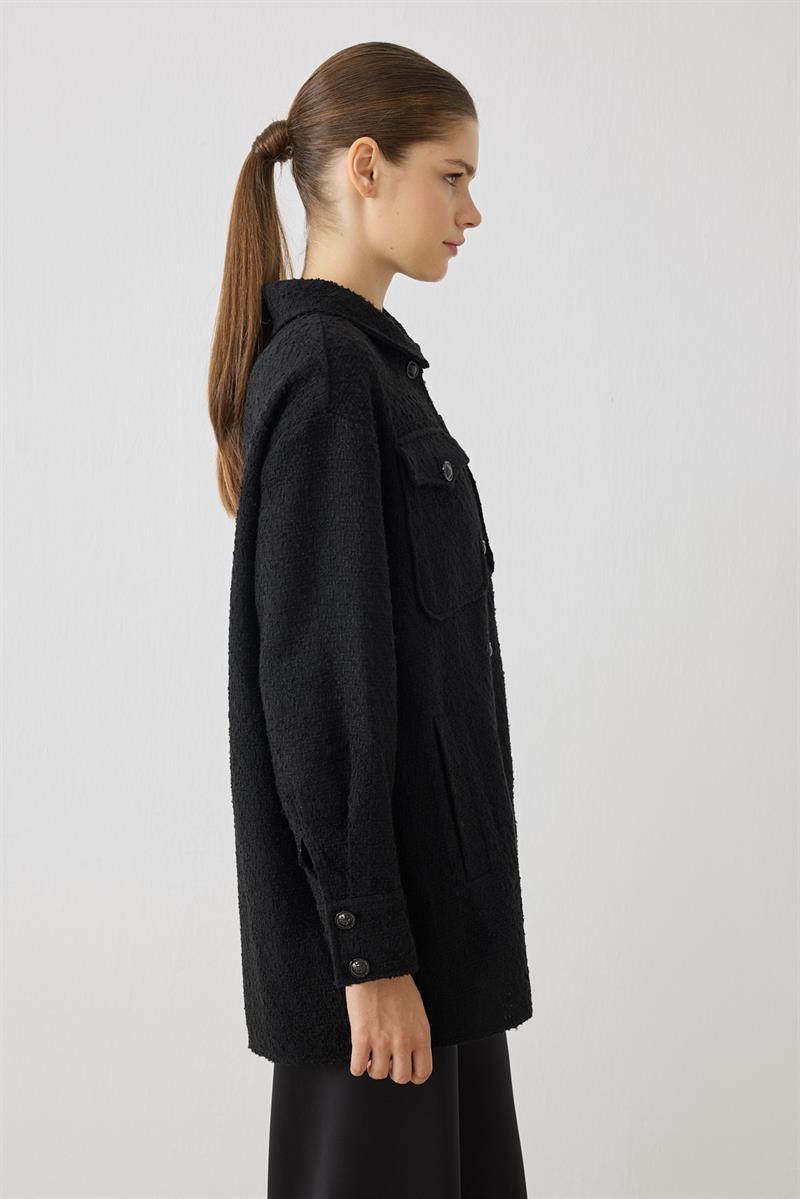 DORA CEP DETAYLI TUVİT CEKET SİYAH