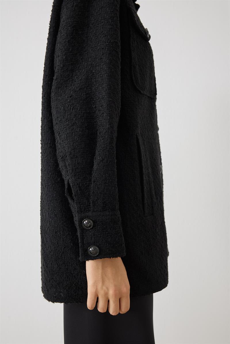 DORA CEP DETAYLI TUVİT CEKET SİYAH