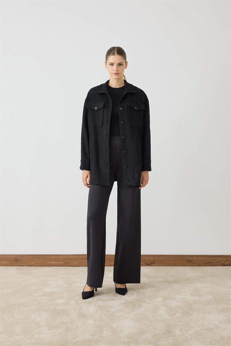 DORA CEP DETAYLI TUVİT CEKET SİYAH