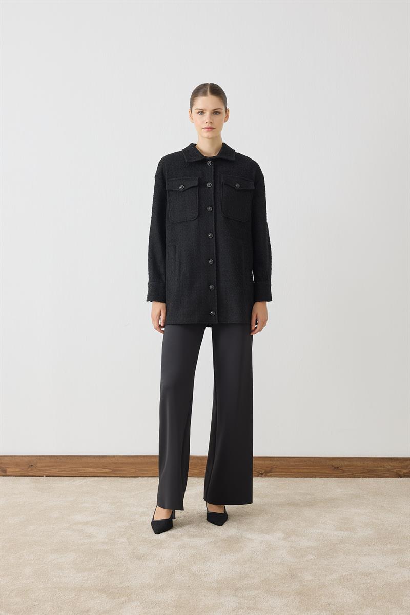 DORA CEP DETAYLI TUVİT CEKET SİYAH