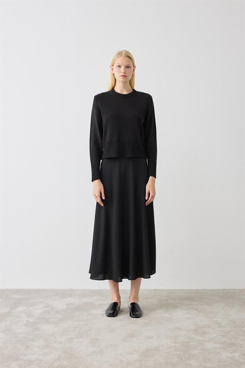 DORA PAMUK TRİKO KAZAK SİYAH