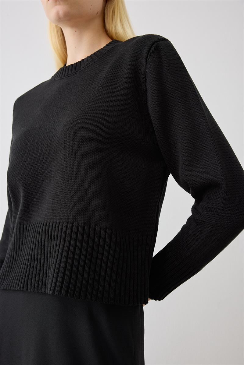 DORA PAMUK TRİKO KAZAK SİYAH