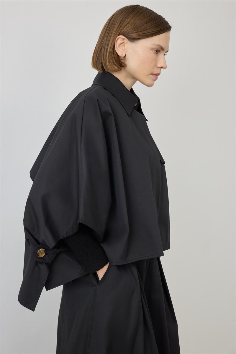 DORA PELERİN TRENÇKOT SİYAH