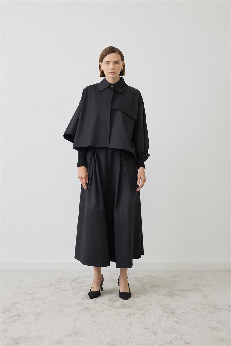 DORA PELERİN TRENÇKOT SİYAH