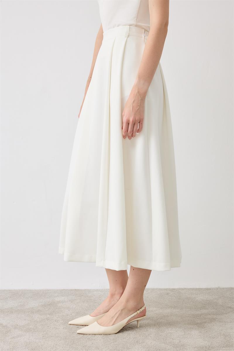 DORE PİLELİ ETEK BEYAZ