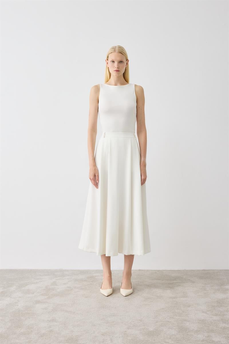 DORE PİLELİ ETEK BEYAZ