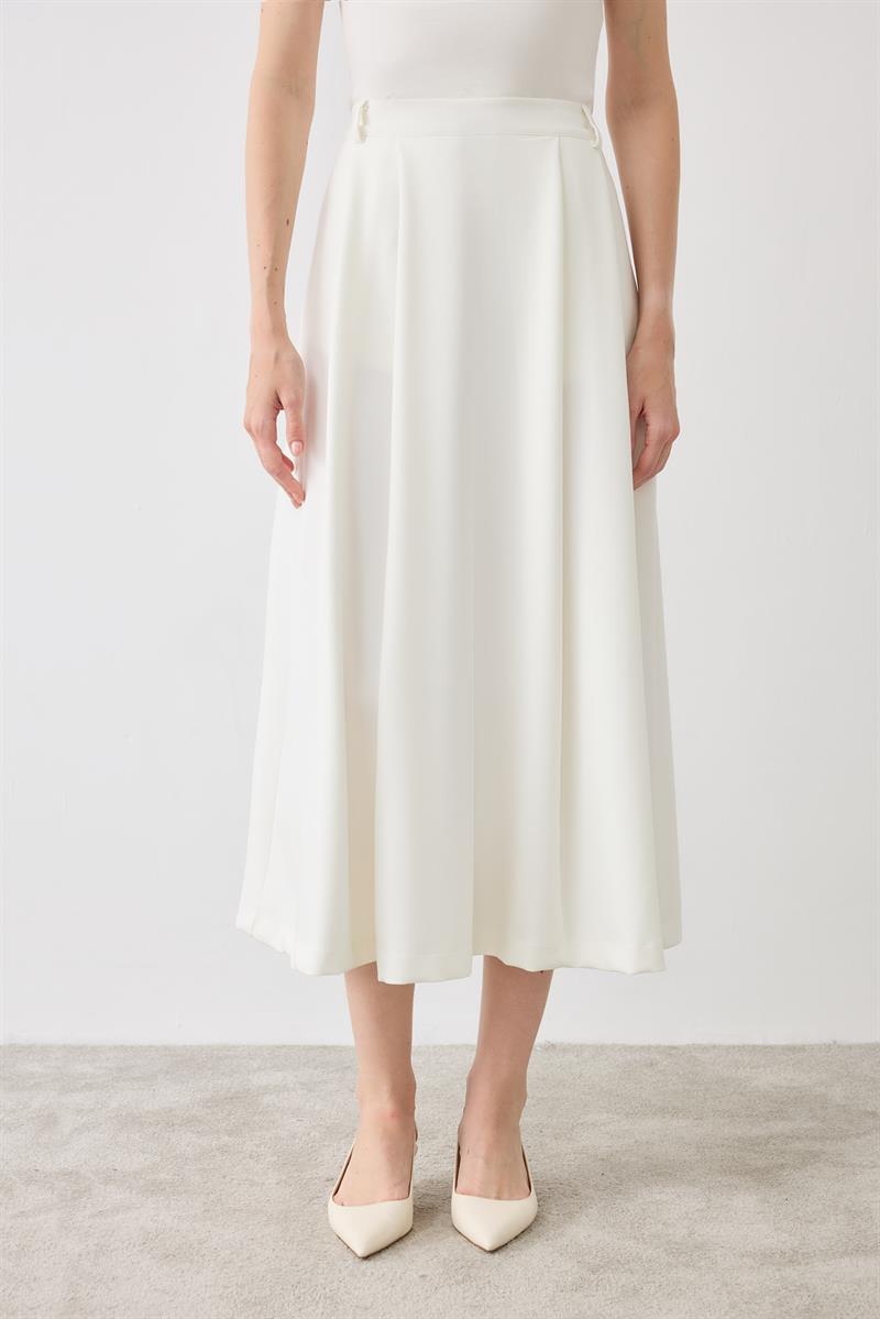 DORE PİLELİ ETEK BEYAZ