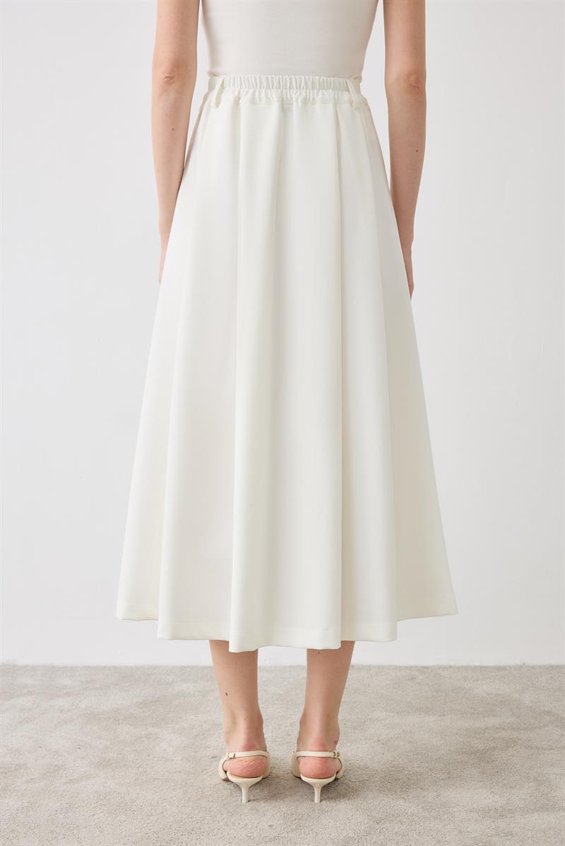 DORE PİLELİ ETEK BEYAZ