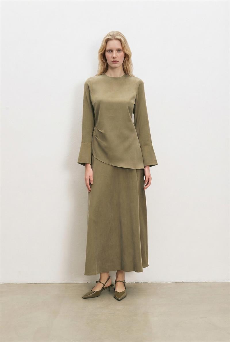 EDEL LYOCELL ASİMETRİK VEREV ETEKLİ TAKIM YEŞİL