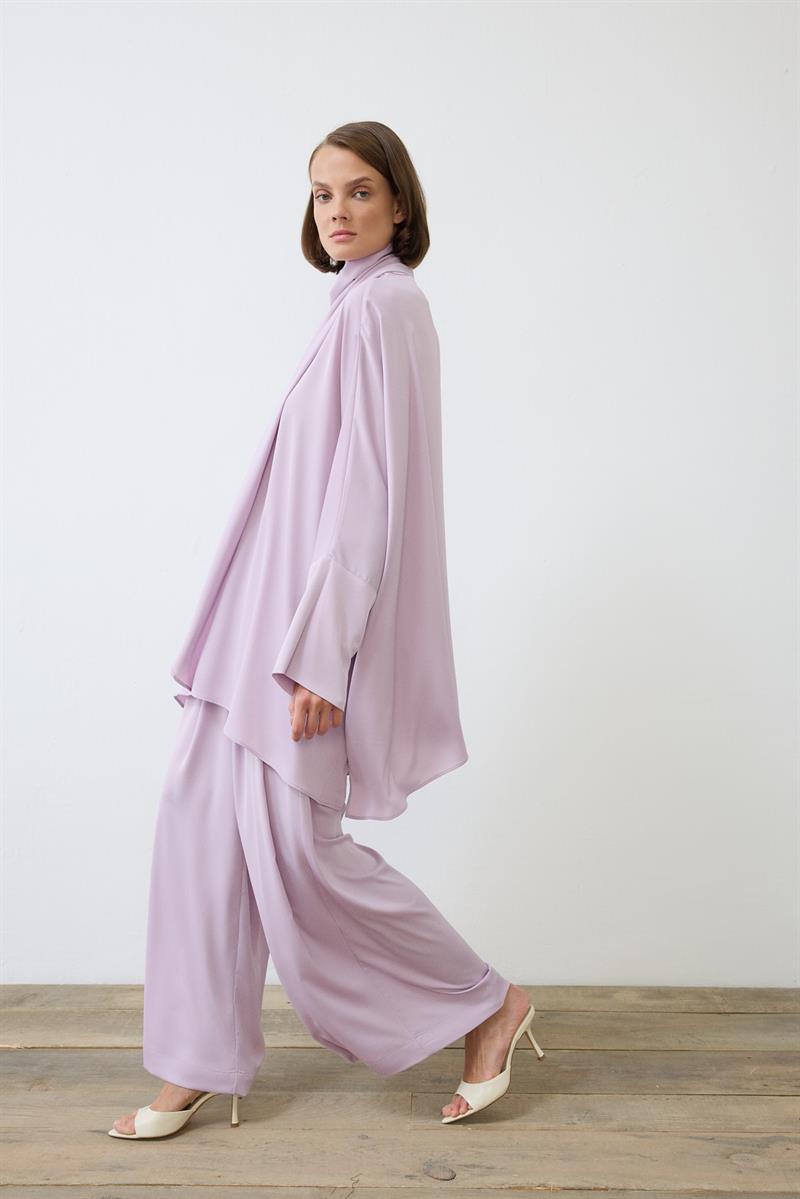 ELENA SATEN PANTOLONLU TAKIM LİLA