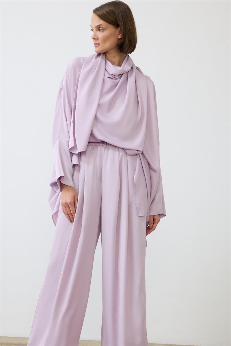 ELENA SATEN PANTOLONLU TAKIM LİLA