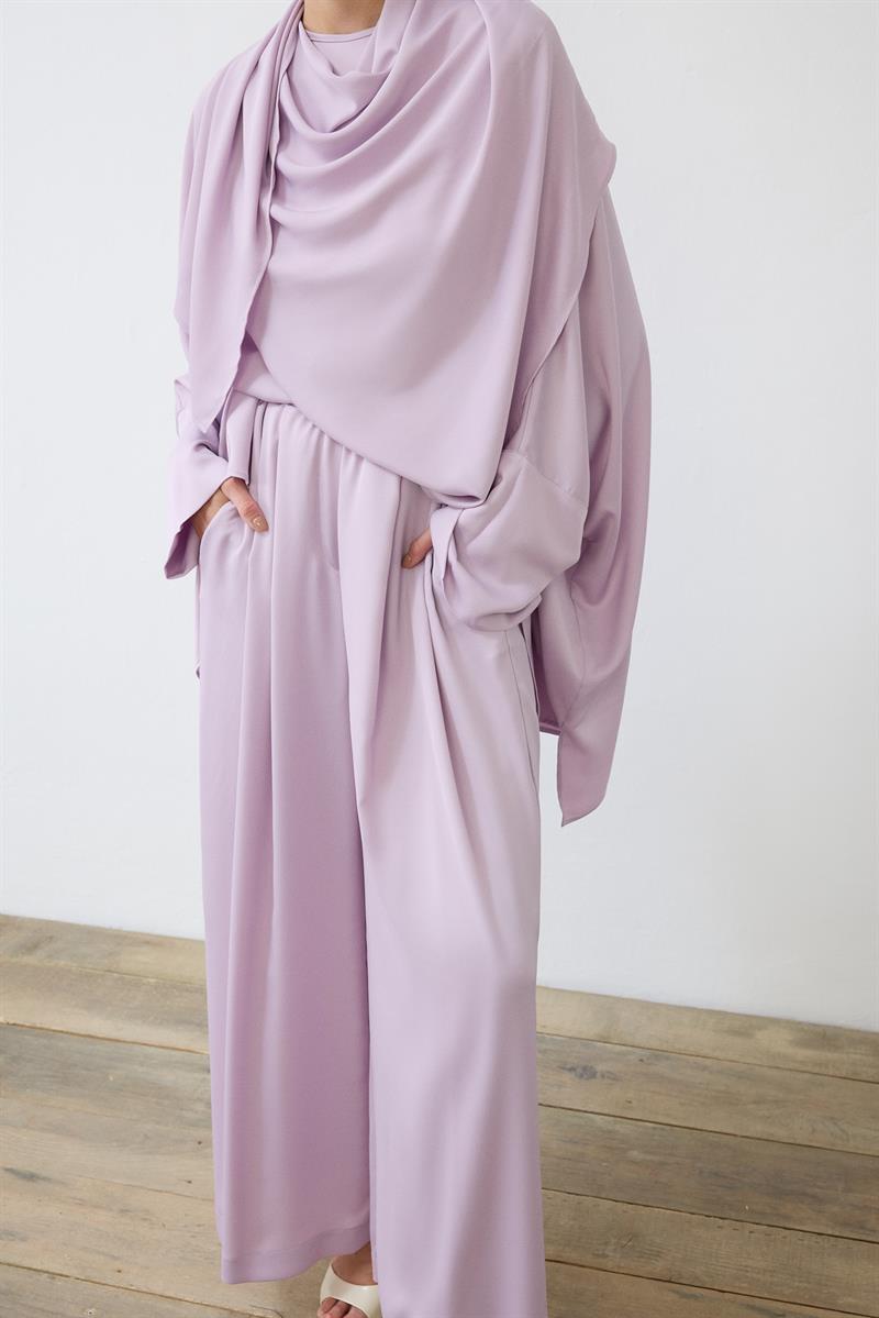 ELENA SATEN PANTOLONLU TAKIM LİLA