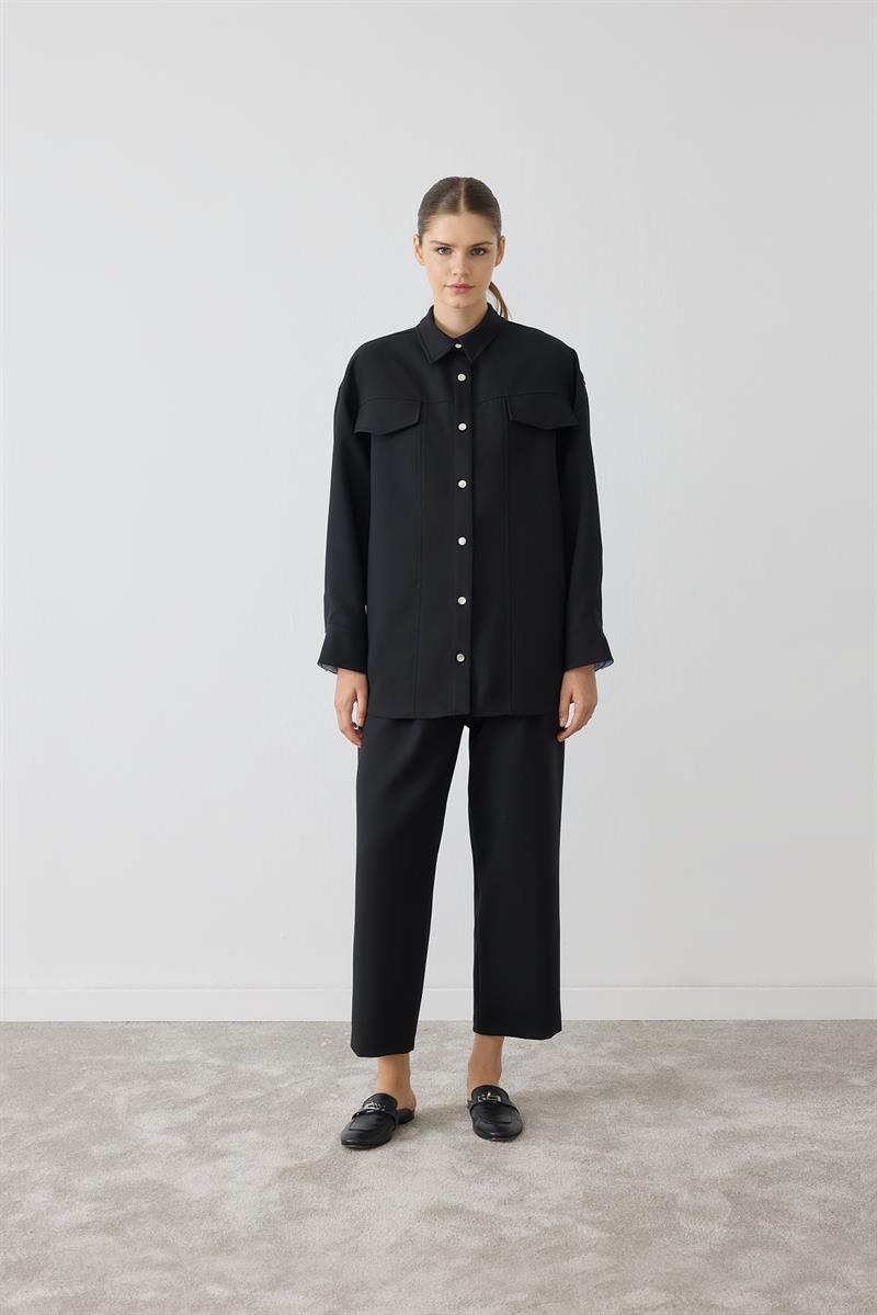 ELİNA SPOR GARNİ DETAY TAKIM SİYAH