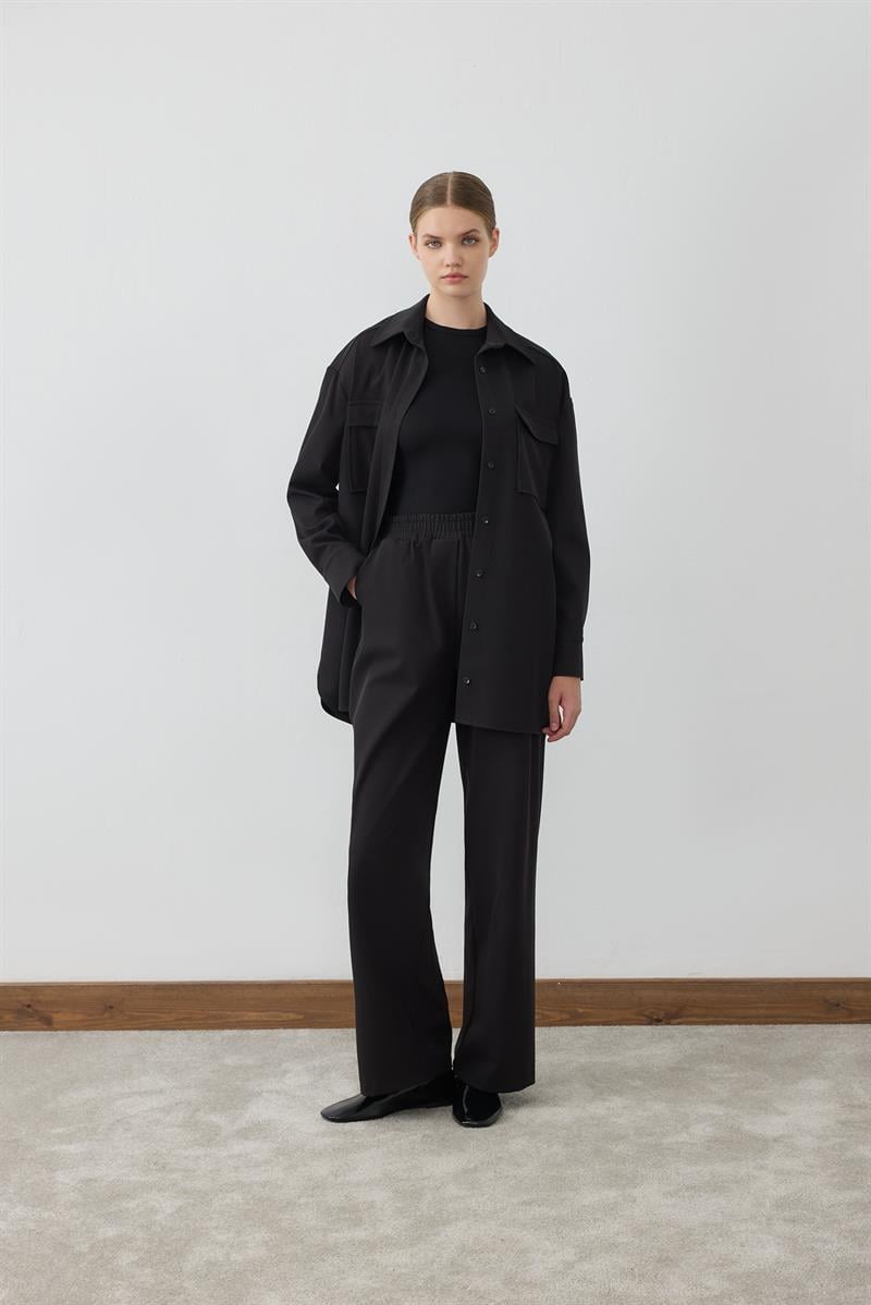 ELIZA POCKET SHIRT PANTS SET BLACK