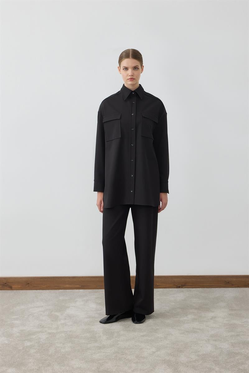 ELIZA POCKET SHIRT PANTS SET BLACK