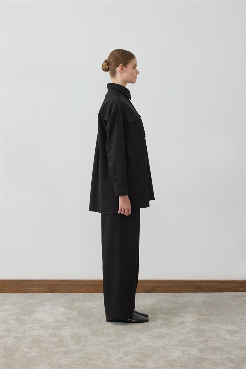 ELIZA POCKET SHIRT PANTS SET BLACK