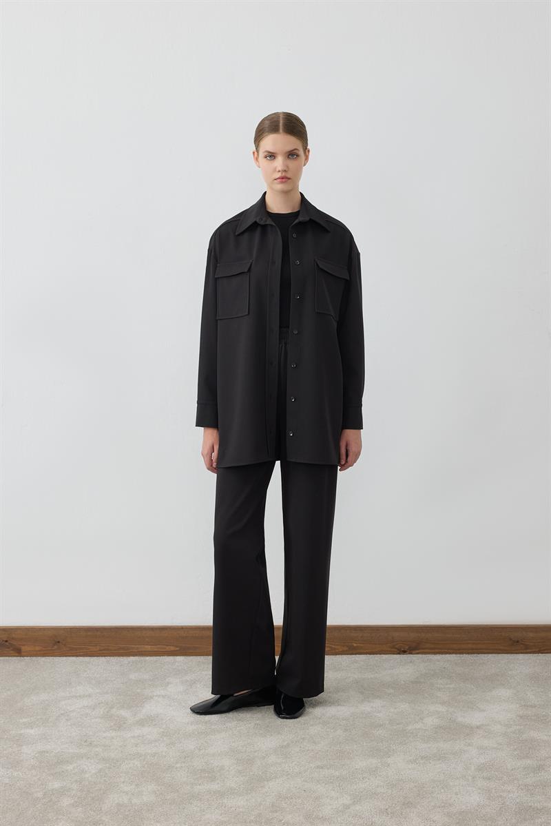 ELIZA POCKET SHIRT PANTS SET BLACK