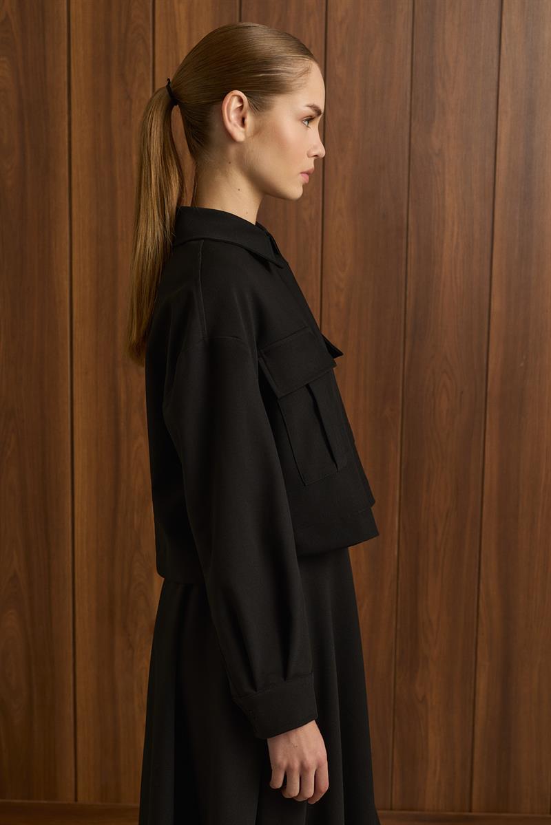 ELİZA CEPLİ KISA GÖMLEK SİYAH