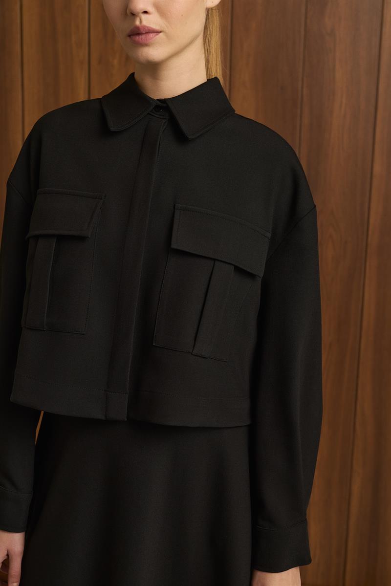 ELİZA CEPLİ KISA GÖMLEK SİYAH