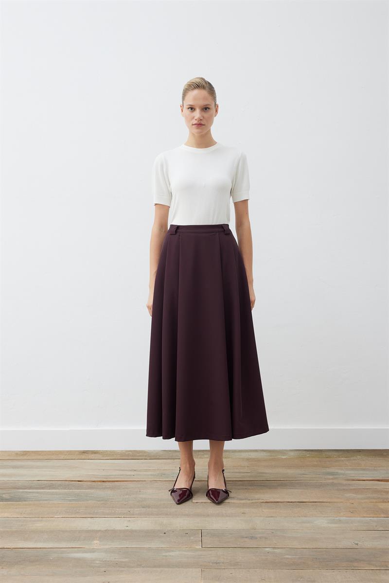 ELIZA PLEATED SKIRT BURGUNDY