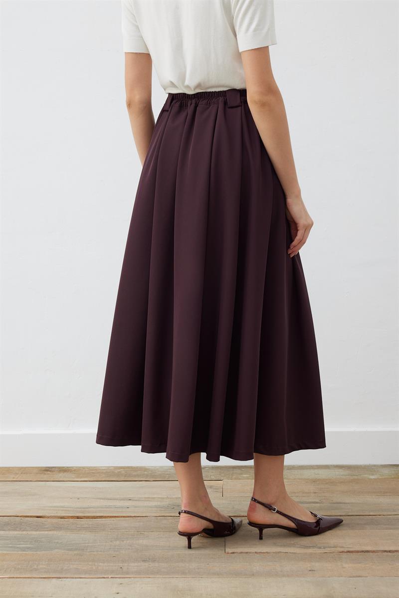 ELIZA PLEATED SKIRT BURGUNDY