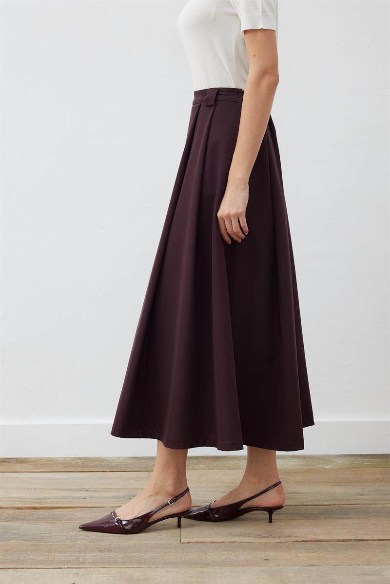 ELIZA PLEATED SKIRT BURGUNDY