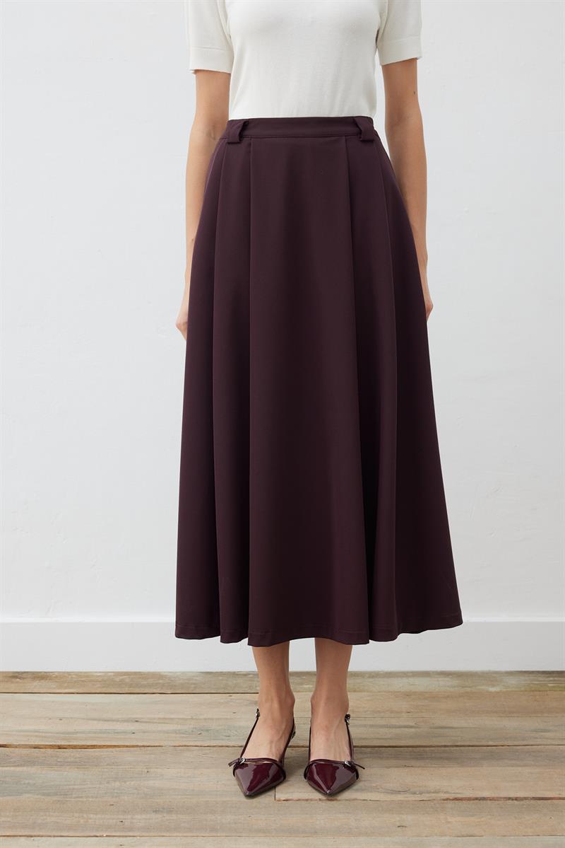 ELIZA PLEATED SKIRT BURGUNDY