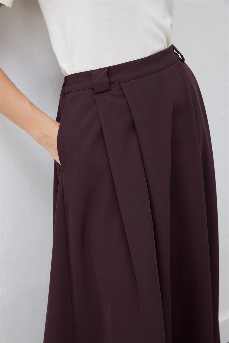 ELIZA PLEATED SKIRT BURGUNDY