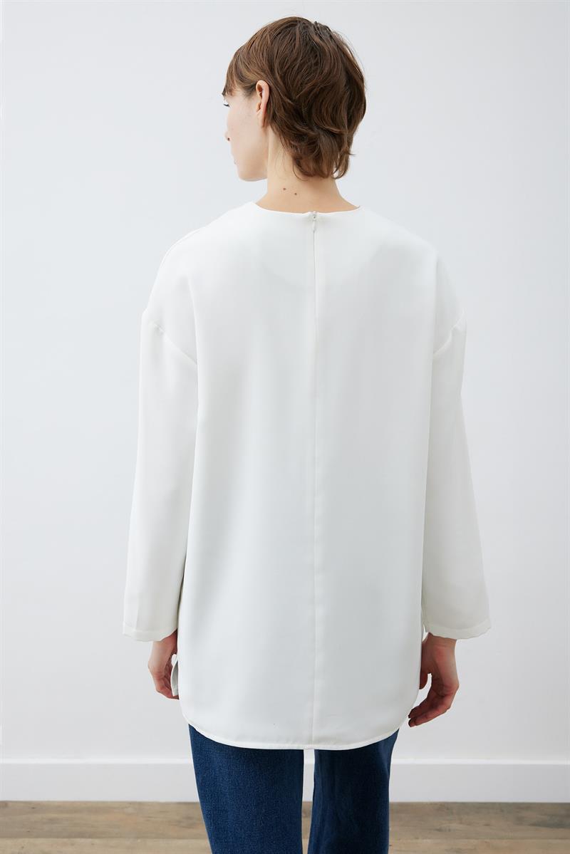 EVA KREP BASIC BLUZ BEYAZ